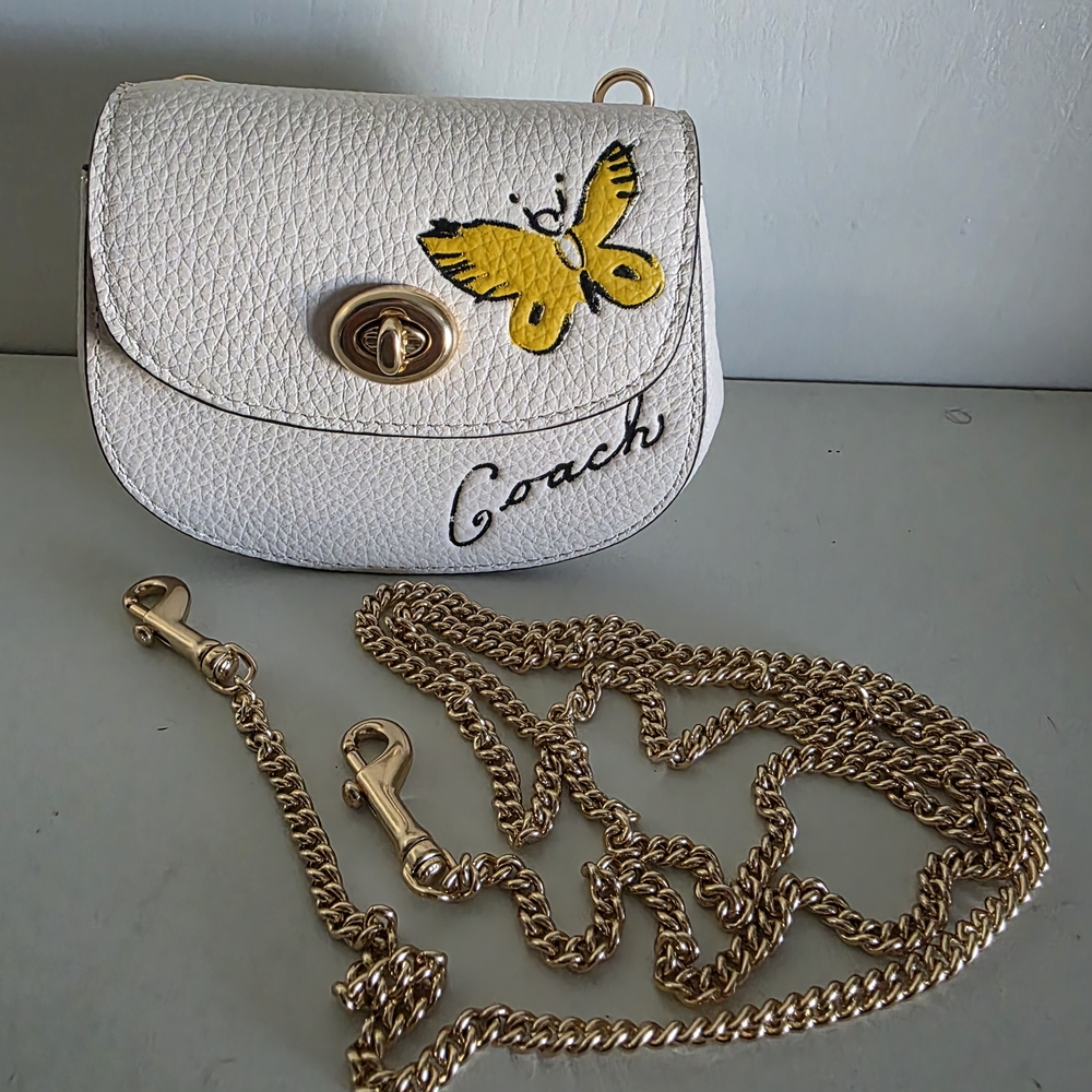 Coach Sketch Print Turnlock Chained Card Case
